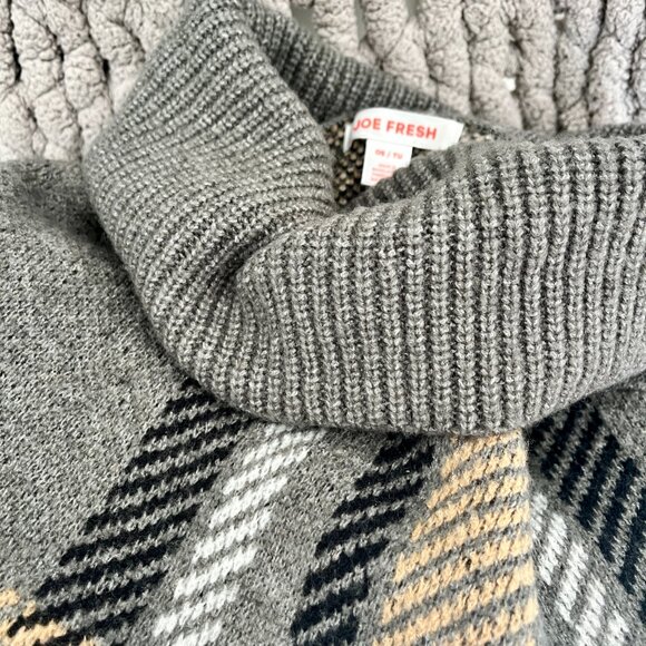 Joe Fresh Plaid Turtleneck Poncho black, beige, white & taupe O/S - Picture 13 of 13